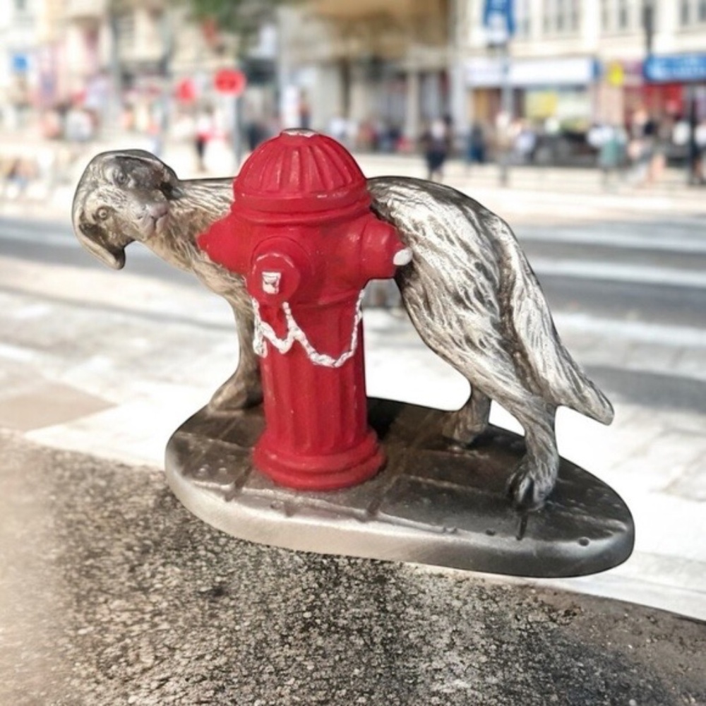 Hudson Pewter Villagers #4930 Rascal Dog by Fire Hydrant NIB USA Vtg